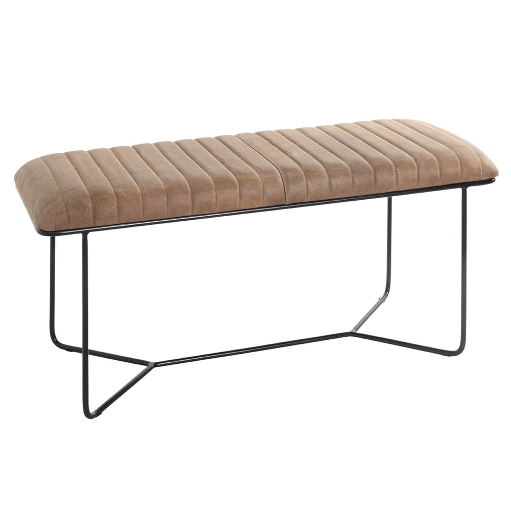 Margate Leather Hallway Seating Bench In Brown