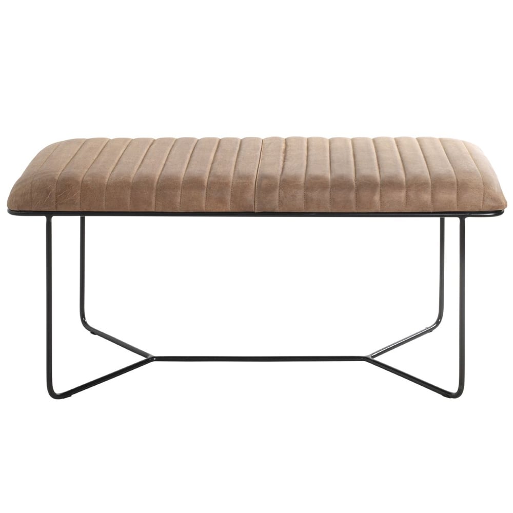 Margate Leather Hallway Seating Bench In Brown