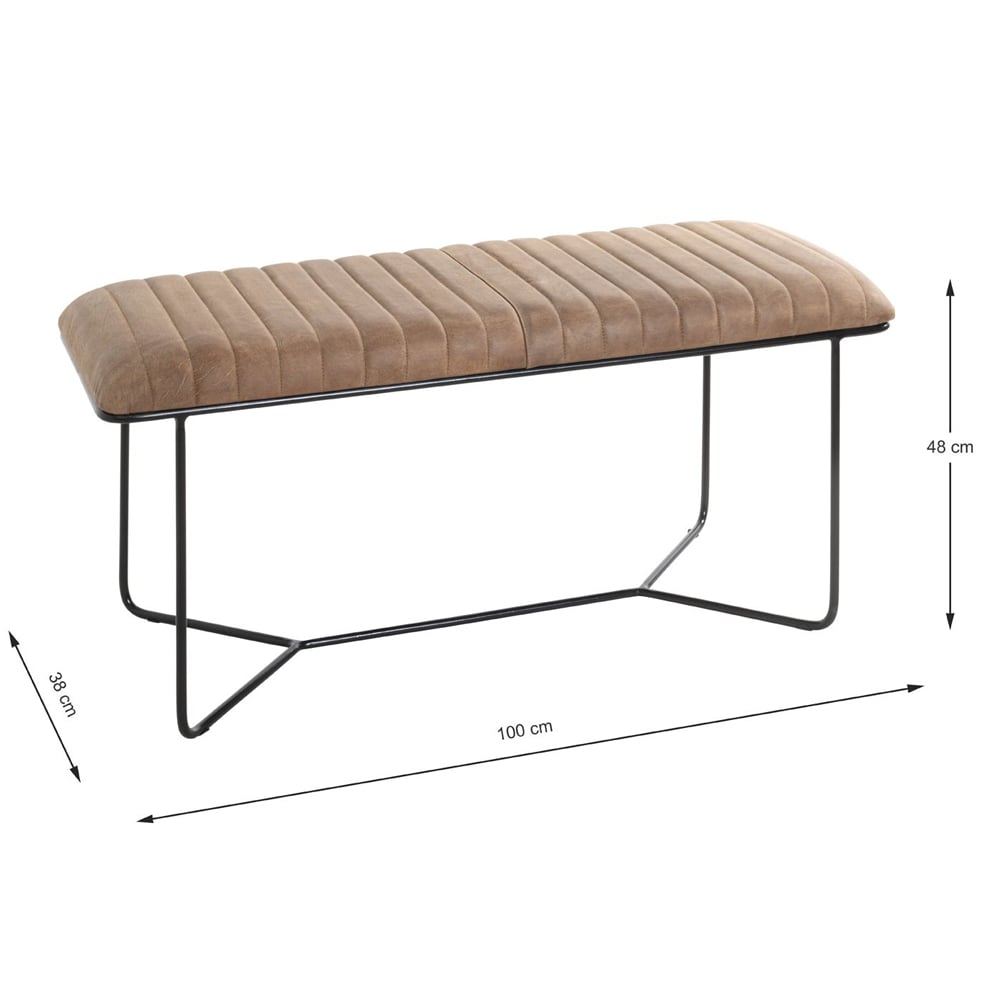 Margate Leather Hallway Seating Bench In Brown