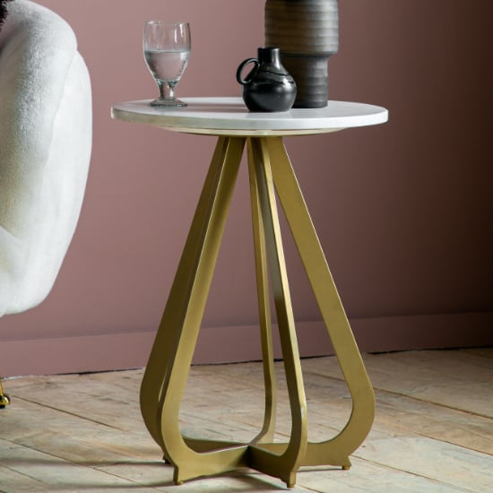 Read more about Margate side table with gold base in white marble effect
