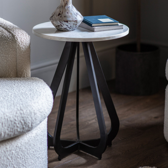 Read more about Margate side table with black base in white marble effect