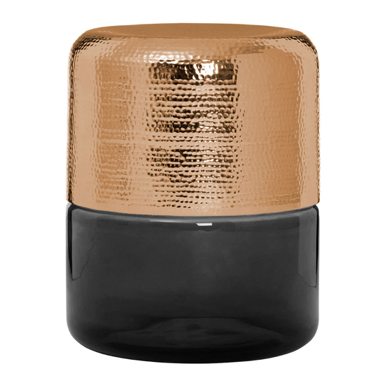 Intan Side Table In Copper With Black Glass Base
