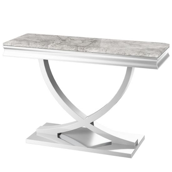 Photo of Madeley marble console table in light grey