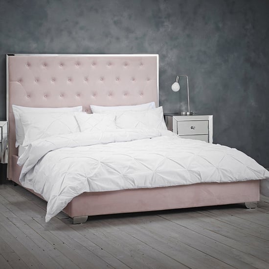 Photo of Maribelle velvet king size bed in pink