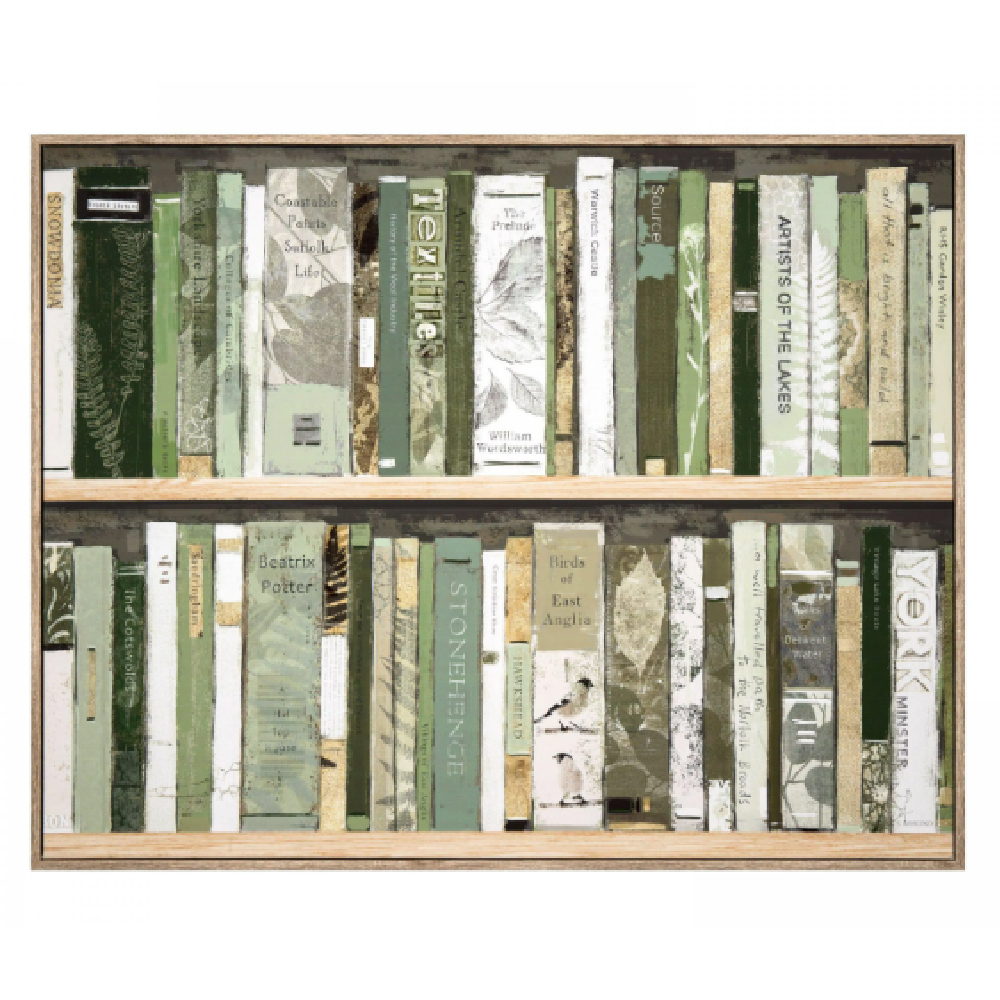 Maricopa Canvas Bookshelf Wall Art In Oak Frame