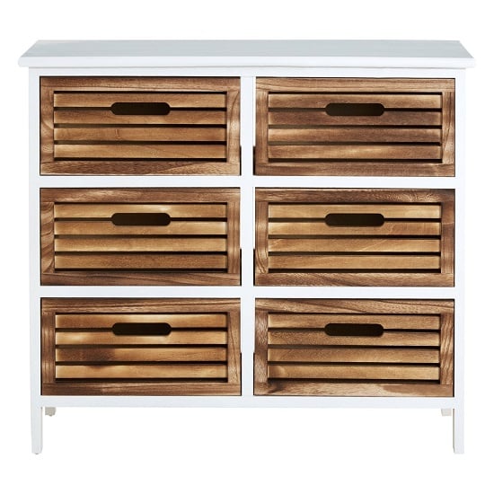 Read more about Marie wooden chest of 6 drawers in white and natural
