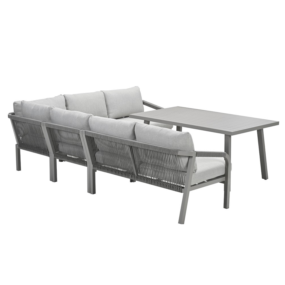 Marietta Aluminium Corner Garden Lounge Dining Set In Taupe