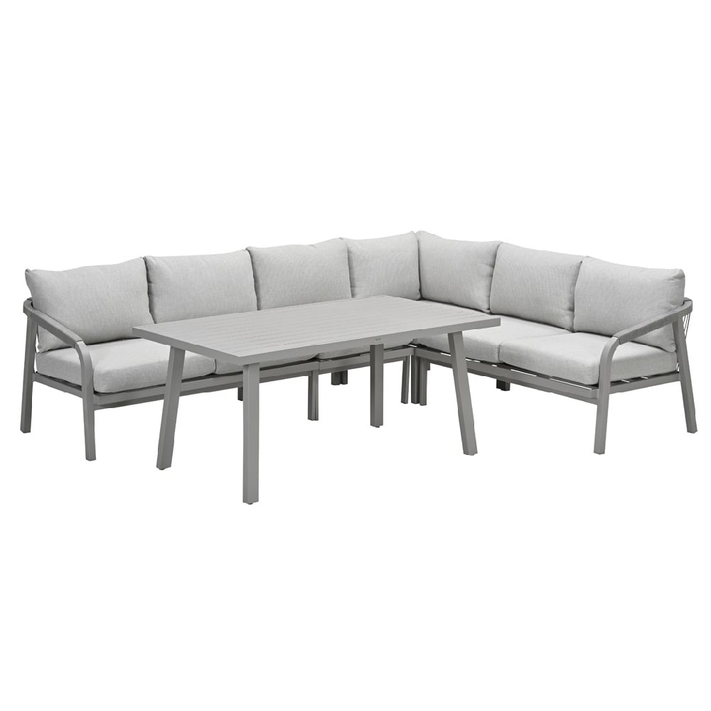 Marietta Aluminium Corner Garden Lounge Dining Set In Taupe