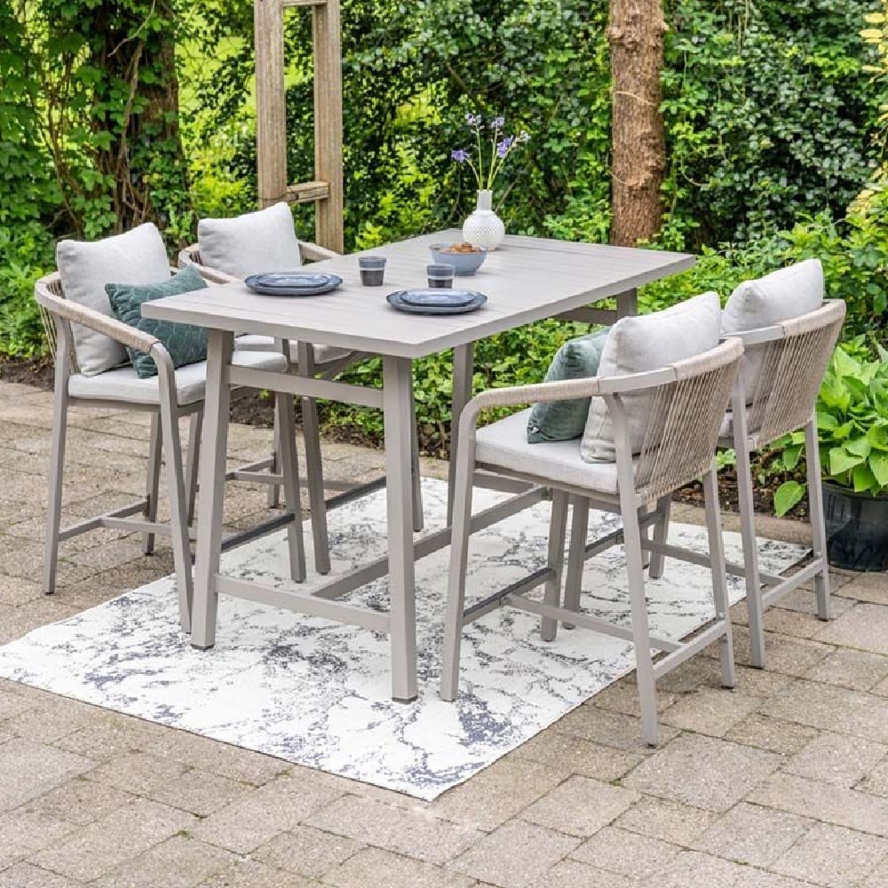 Marietta Aluminium Garden Bar Set With 4 Chairs In Taupe