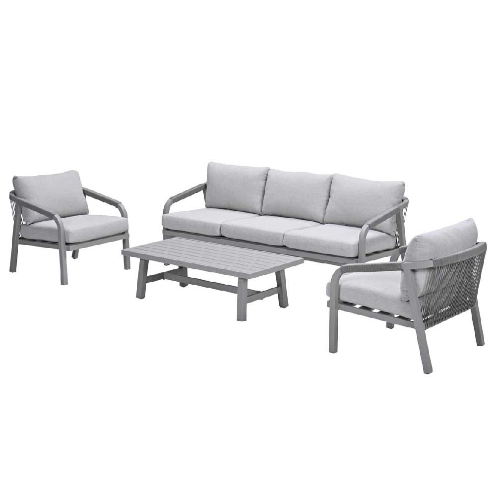Marietta Aluminium Garden Lounge Set With Coffee Table In Taupe