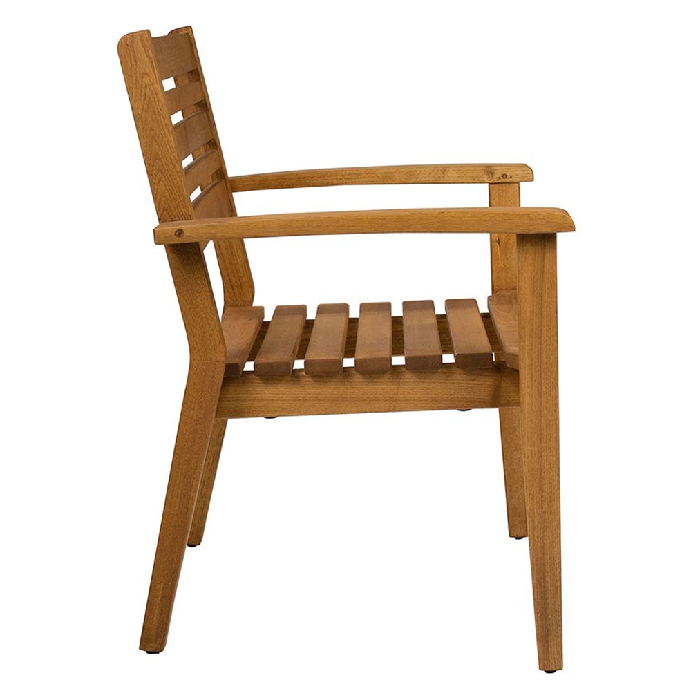 Marietta Natural Outdoor Wooden Armchairs In Pair
