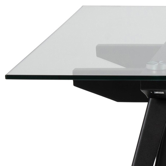 Marietta Rectangular Clear Glass Dining Table With Black Legs