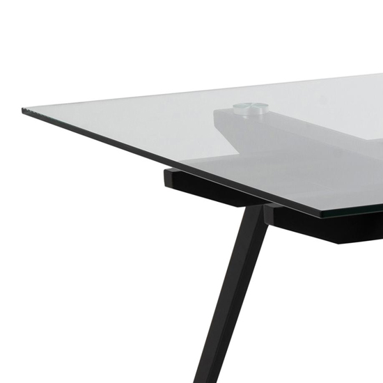 Marietta Rectangular Clear Glass Dining Table With Black Legs