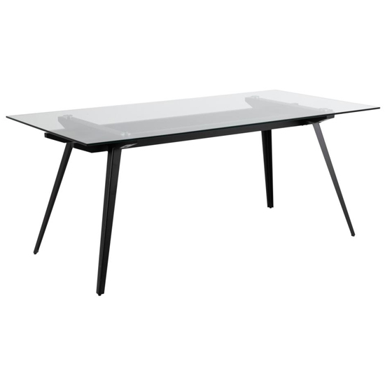 Marietta Rectangular Clear Glass Dining Table With Black Legs