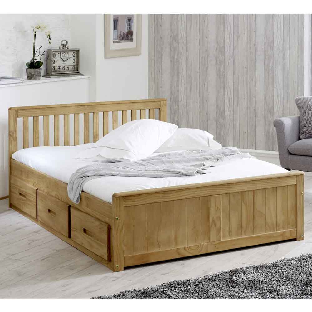Marietta Storage Double Bed With 6 Drawers In Waxed