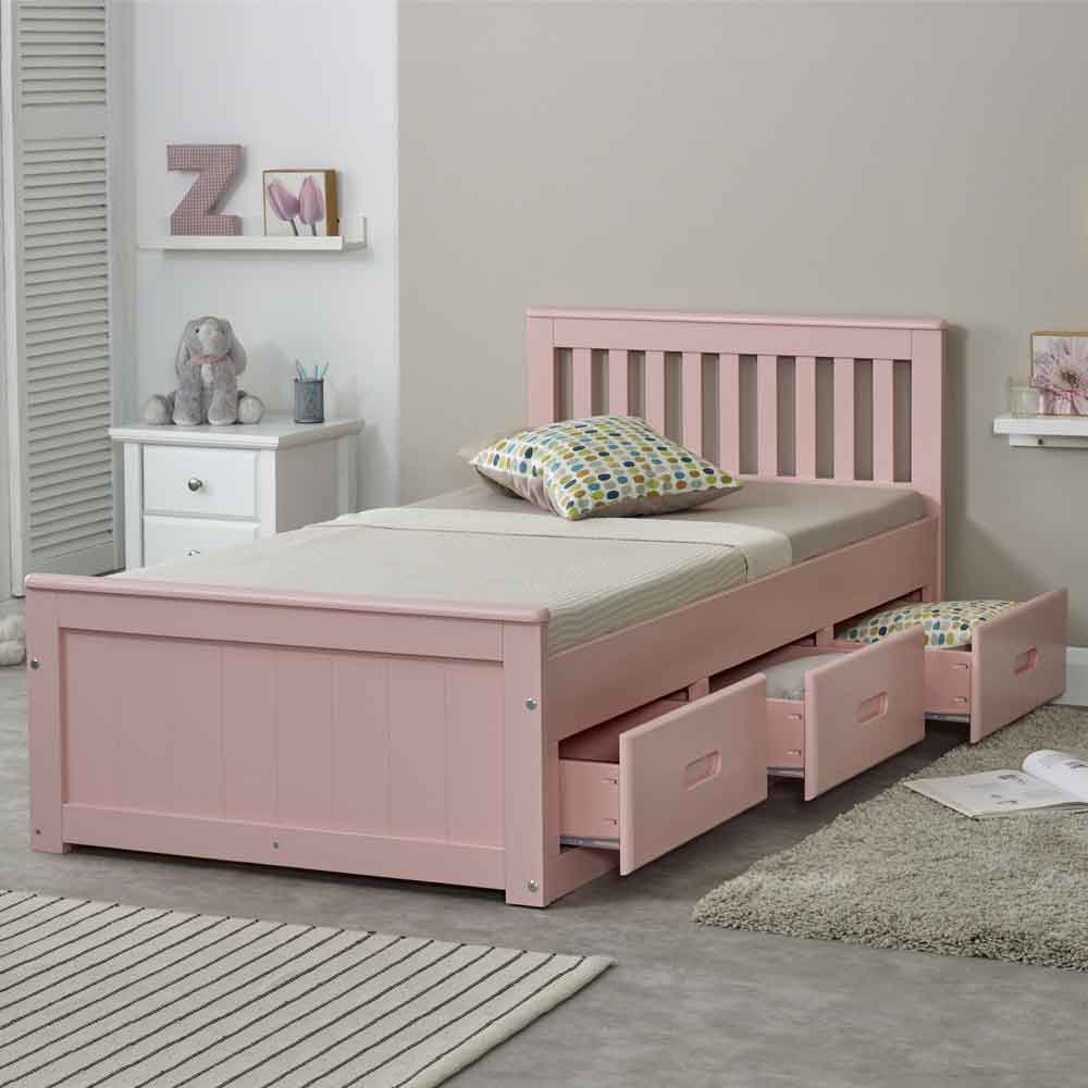 Marietta Storage Single Bed With 3 Drawers In Pink