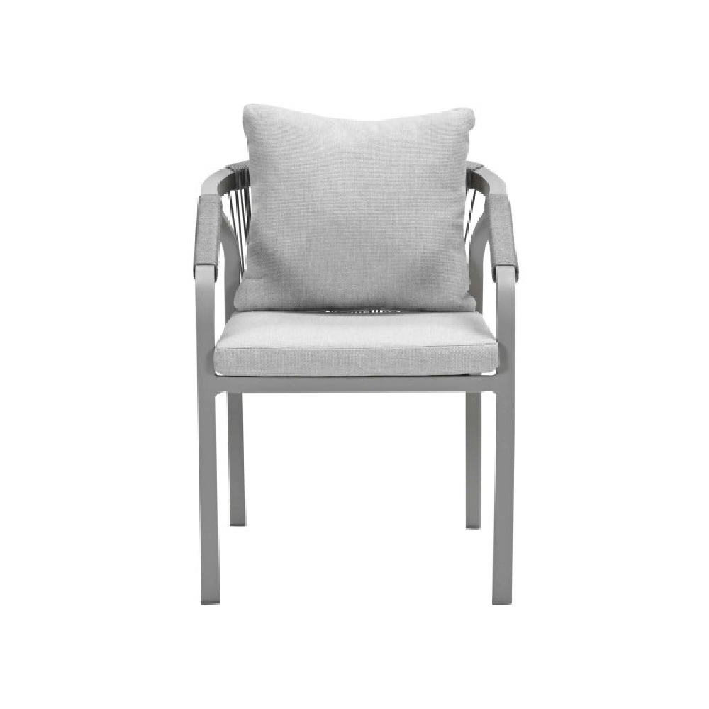 Marietta Taupe Aluminium Dining Chairs With Cushion In Pair