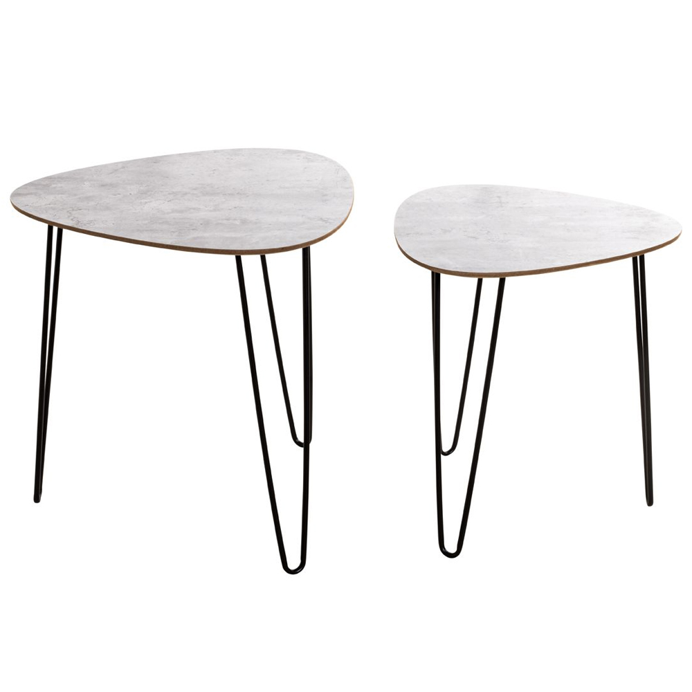 Marietta Wooden Set Of 2 End Tables In Concrete