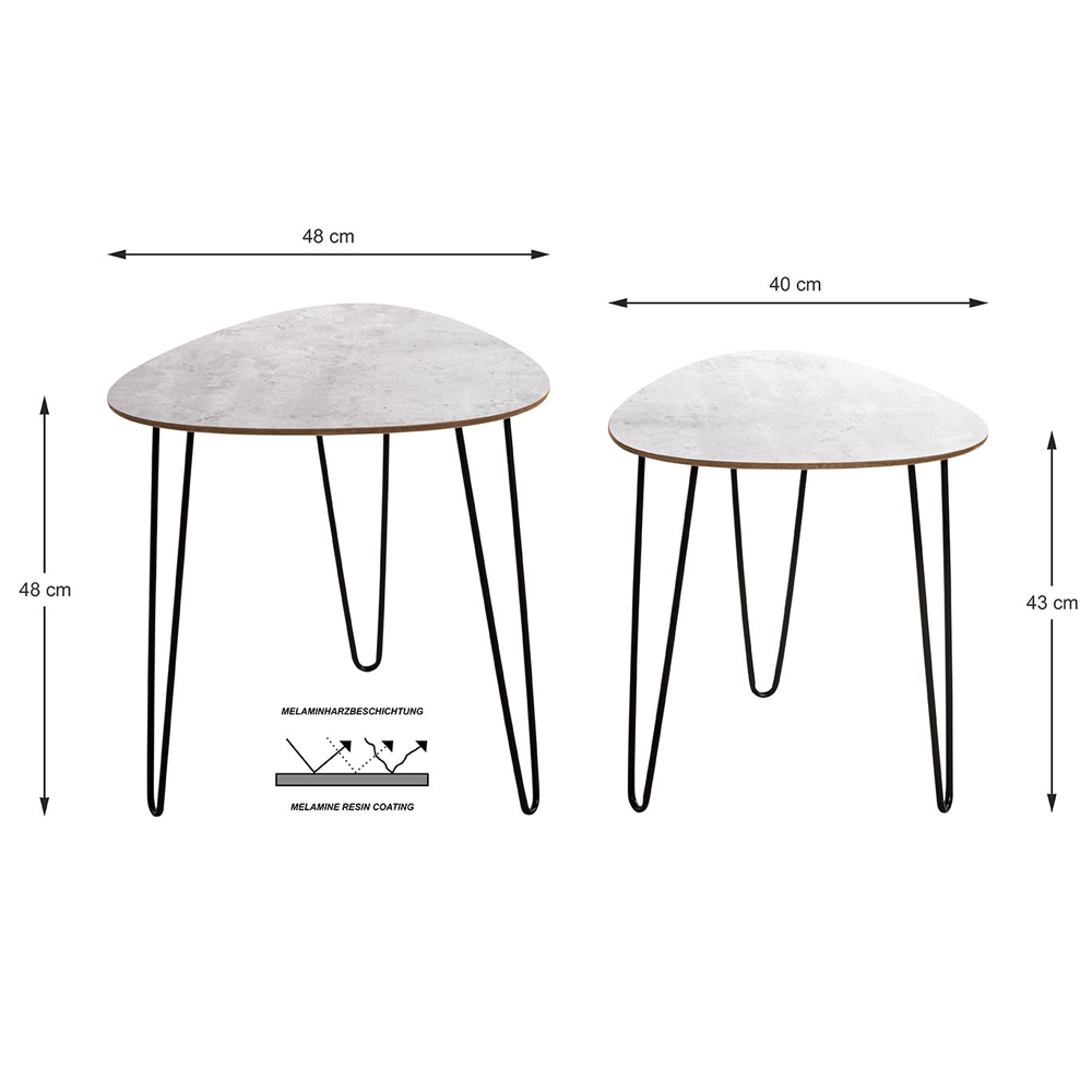 Marietta Wooden Set Of 2 End Tables In Concrete