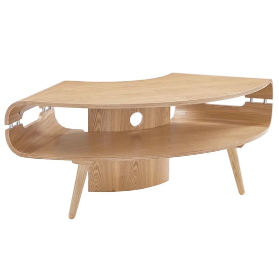 Marin Corner Wooden TV Stand In Oak With Spindle Shape Legs