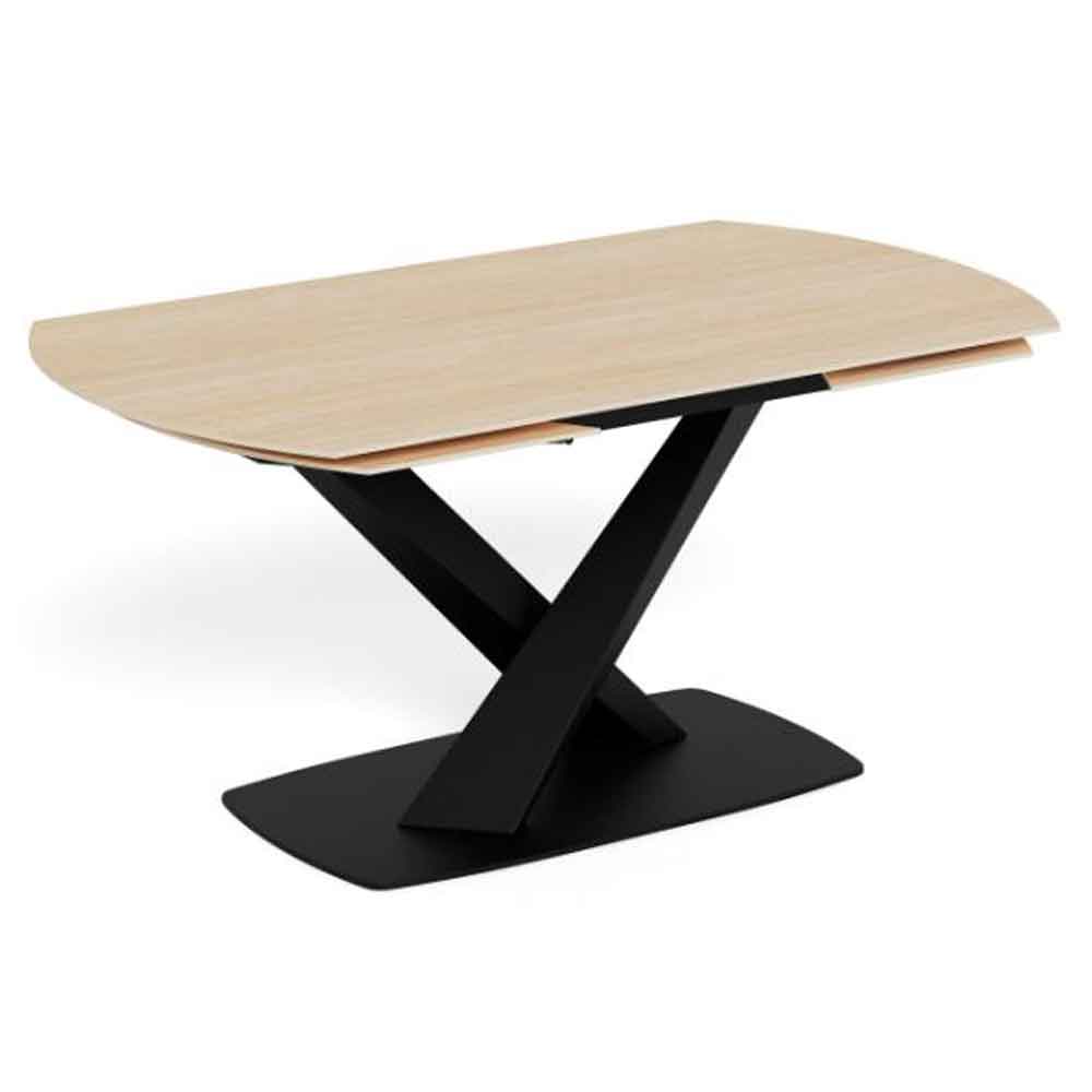 Marina Large Ceramic Extending Dining Table With Steel Base - Marona Sand