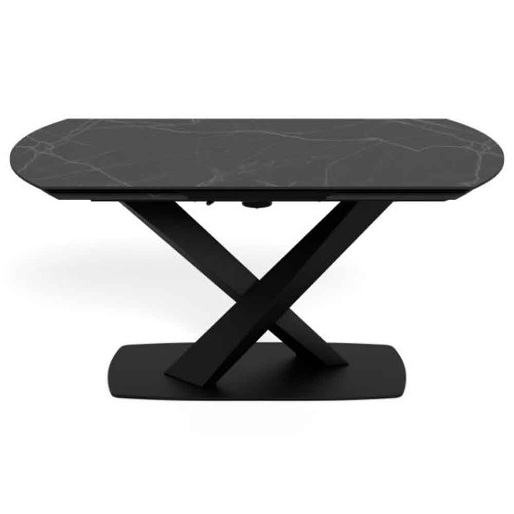 Marina Large Ceramic Extending Dining Table With Steel Base - Perla Black