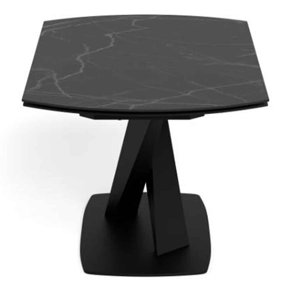 Marina Large Ceramic Extending Dining Table With Steel Base - Perla Black