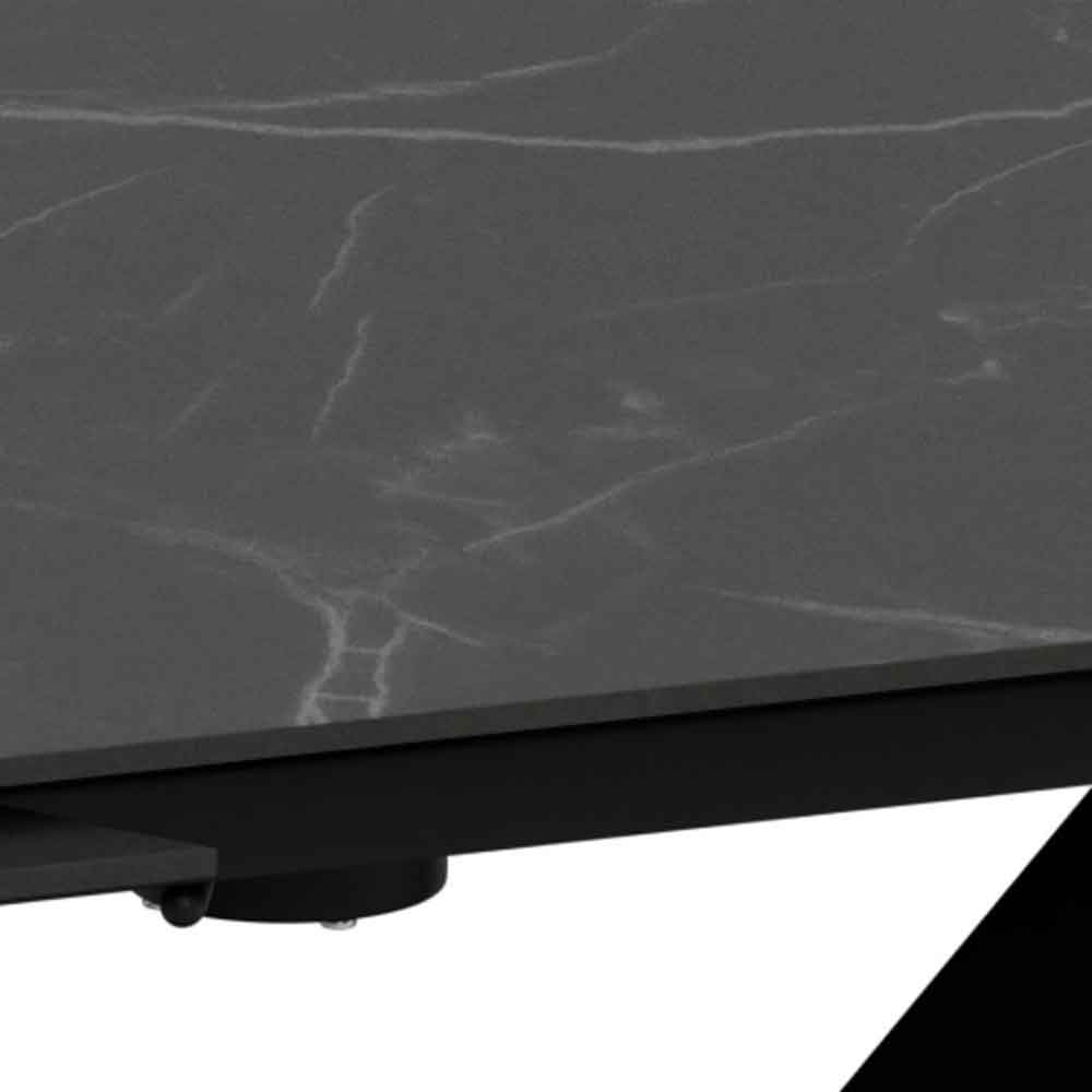 Marina Large Ceramic Extending Dining Table With Steel Base - Perla Black