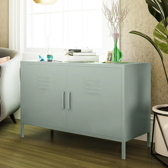 Marina Metal Sideboard With 2 Doors In Pale Green