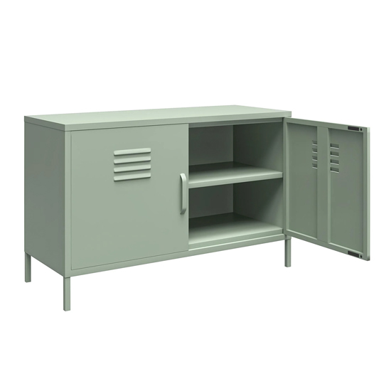 Marina Metal Sideboard With 2 Doors In Pale Green
