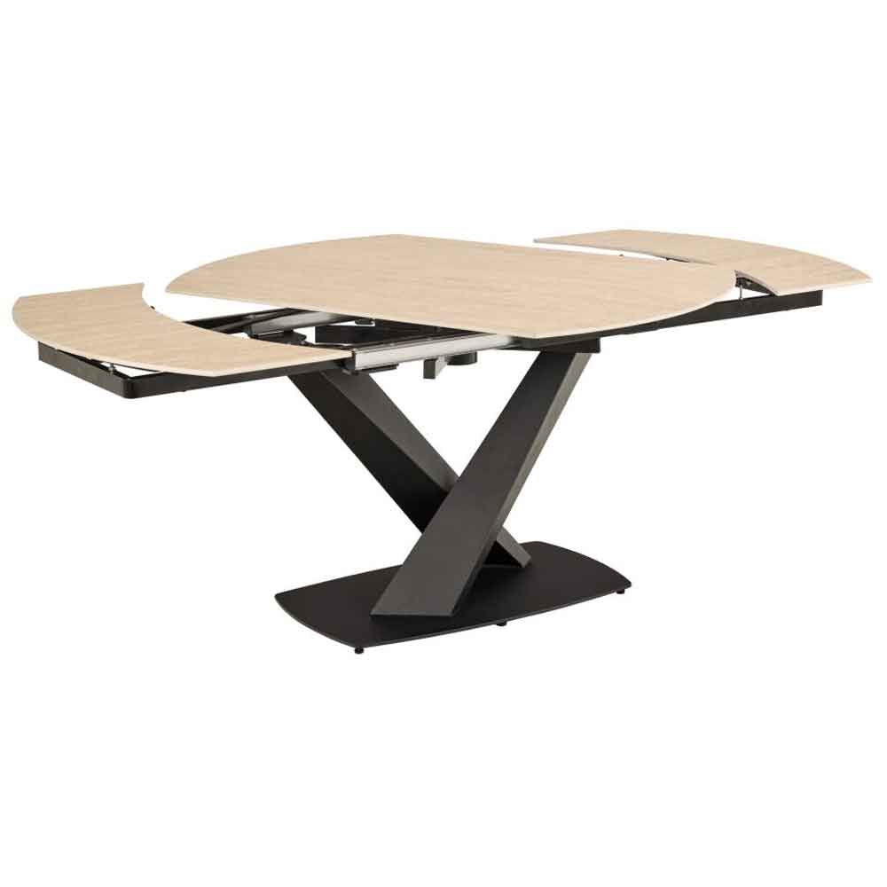 Marina Small Ceramic Extending Dining Table With Steel Base - Marona Sand