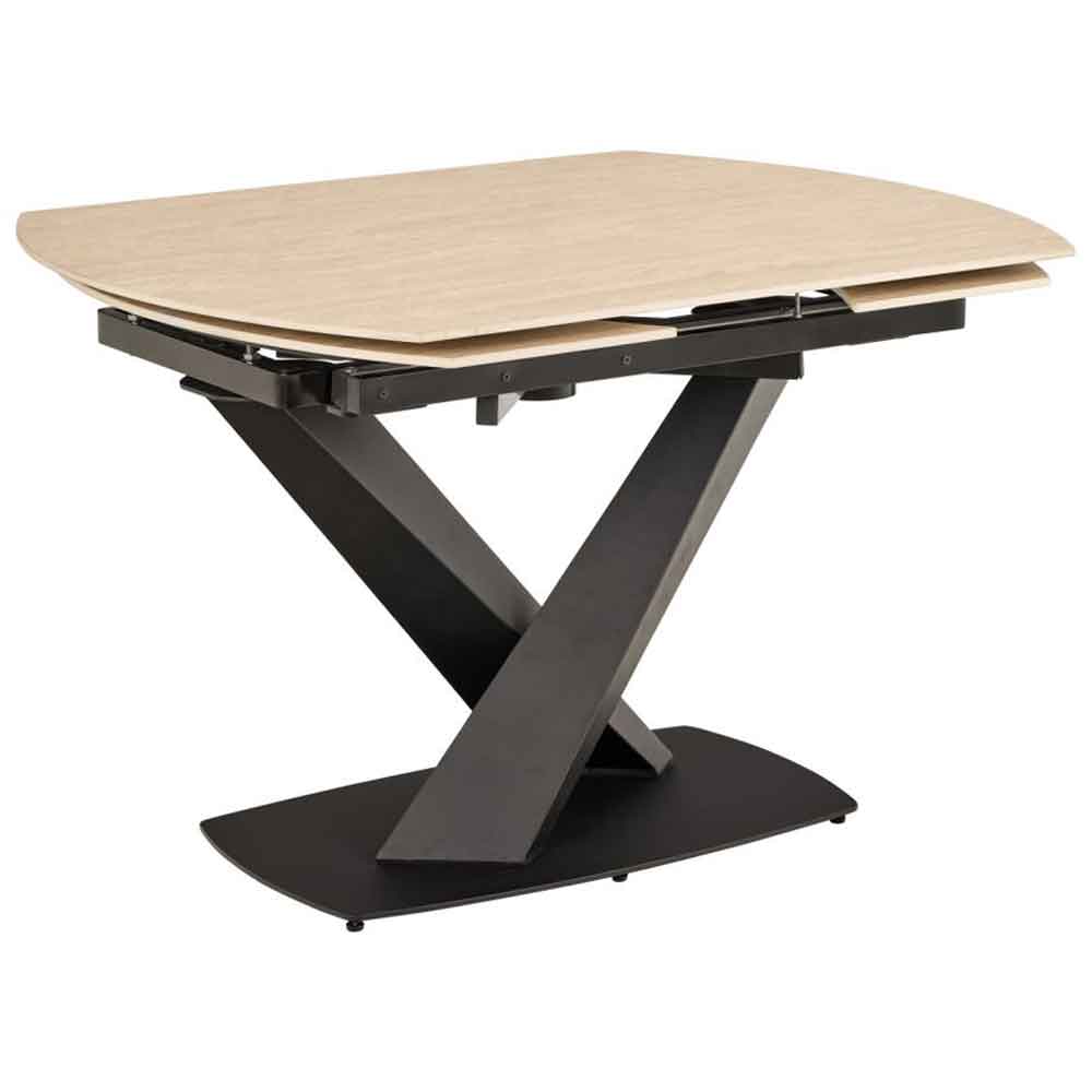 Marina Small Ceramic Extending Dining Table With Steel Base - Marona Sand