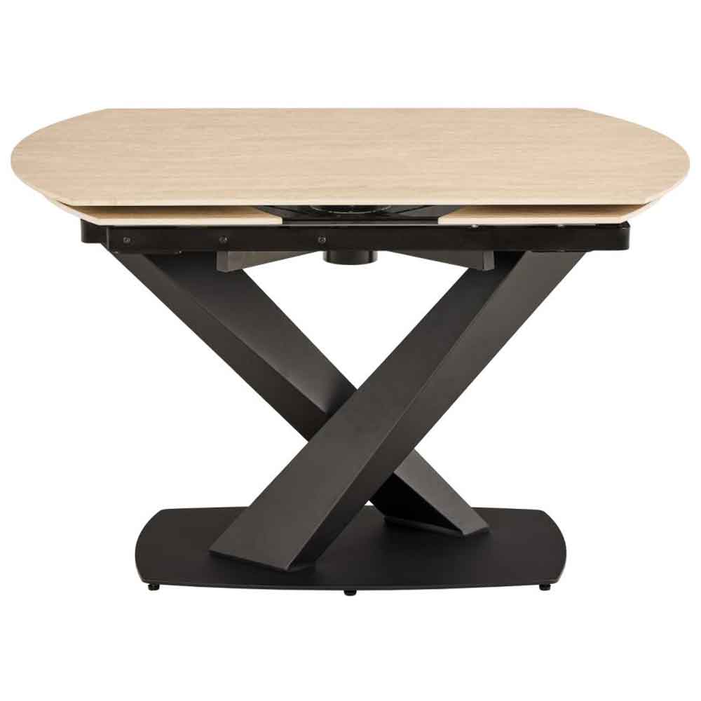 Marina Small Ceramic Extending Dining Table With Steel Base - Marona Sand