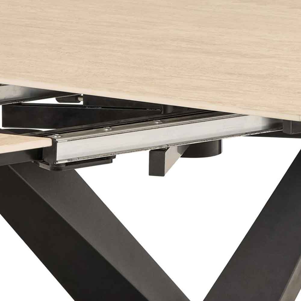 Marina Small Ceramic Extending Dining Table With Steel Base - Marona Sand