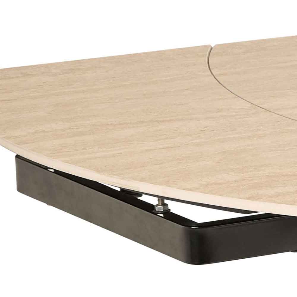 Marina Small Ceramic Extending Dining Table With Steel Base - Marona Sand