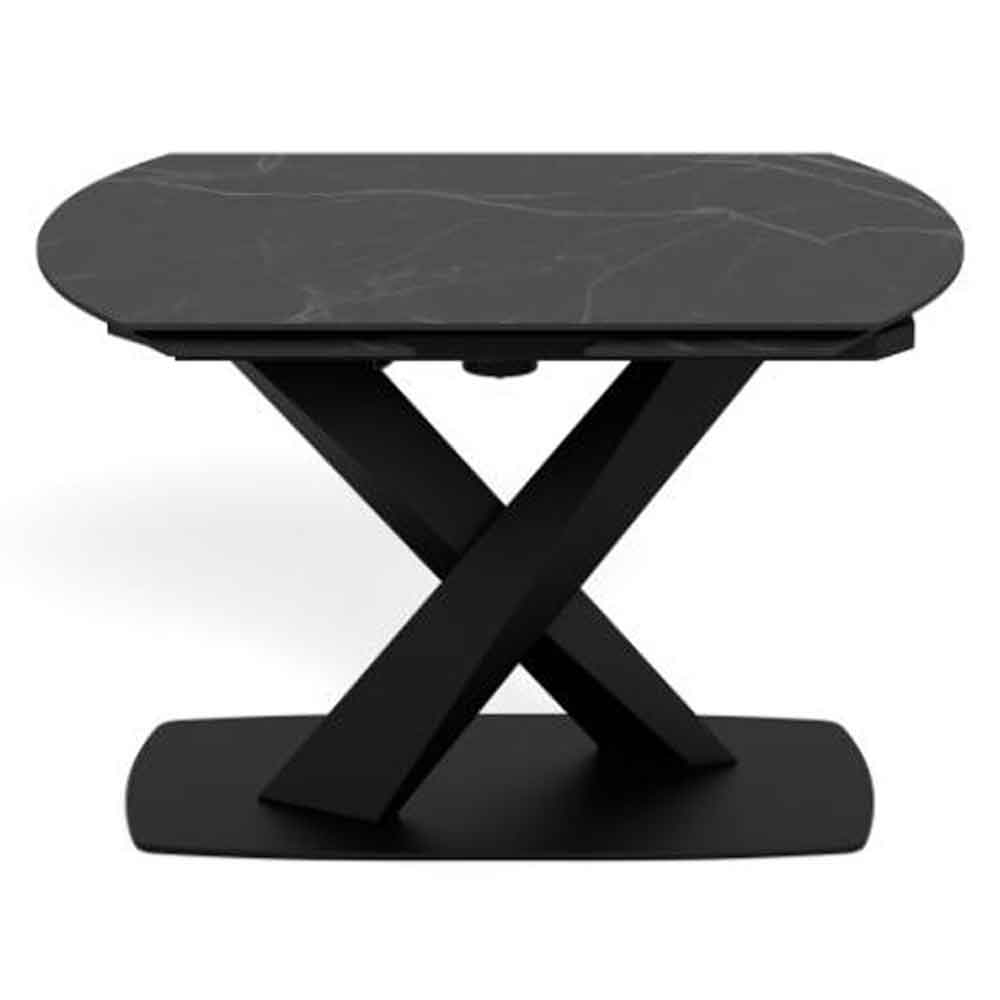 Marina Small Ceramic Extending Dining Table With Steel Base - Perla Black
