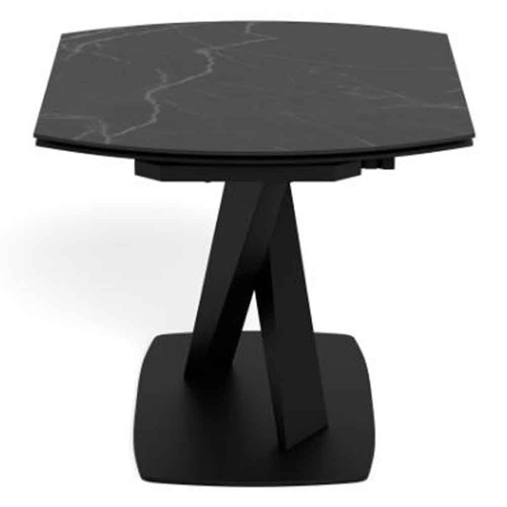 Marina Small Ceramic Extending Dining Table With Steel Base - Perla Black