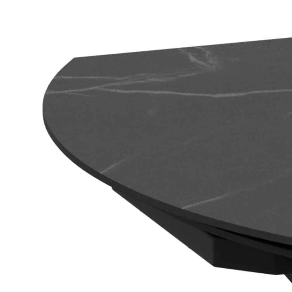 Marina Small Ceramic Extending Dining Table With Steel Base - Perla Black