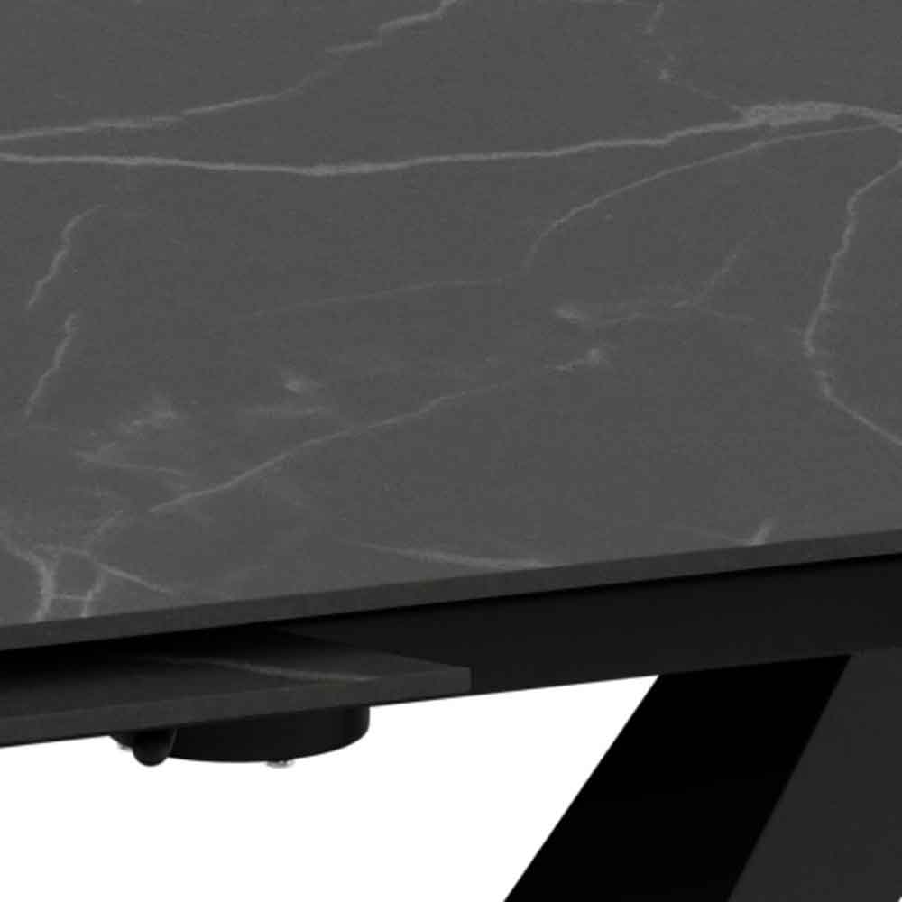 Marina Small Ceramic Extending Dining Table With Steel Base - Perla Black