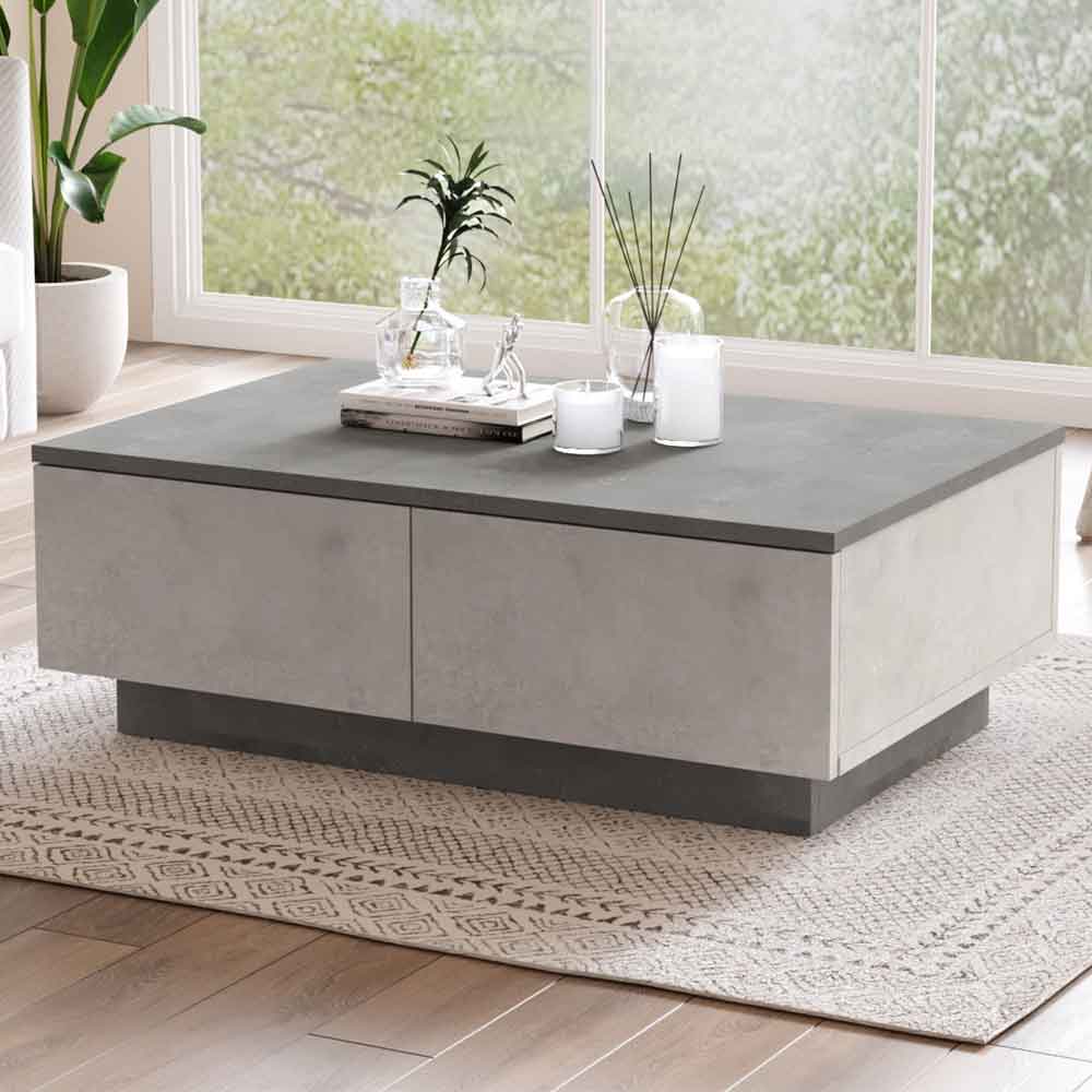 Marina Wooden Coffee Table with Flap Door in Silver and Anthracite