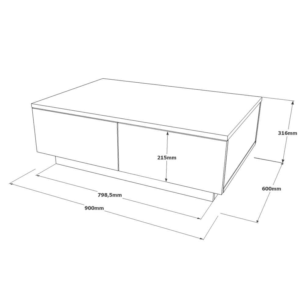 Marina Wooden Coffee Table with Flap Door in Silver and Anthracite