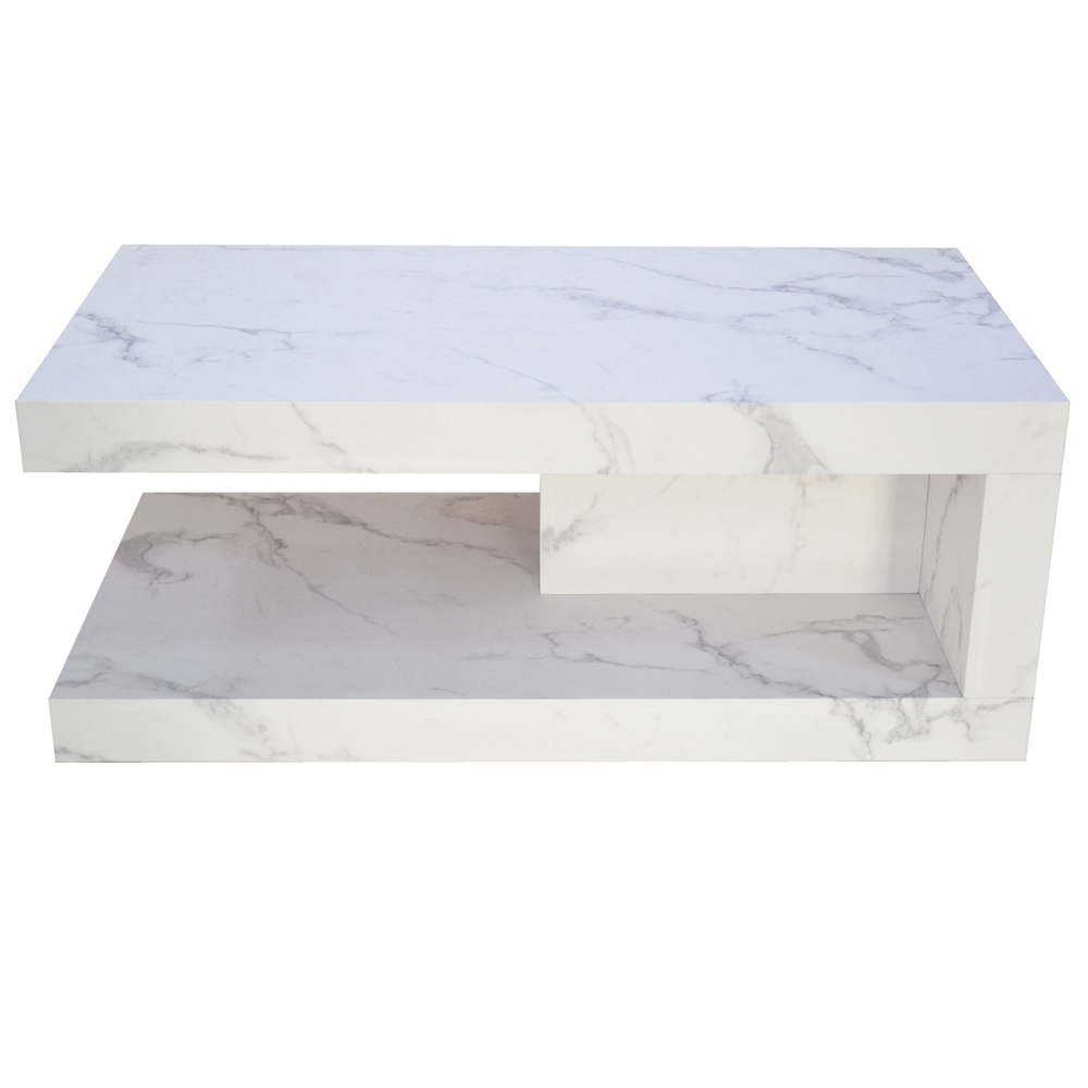 Henvra Wooden Rectangular Coffee Table In White Marble Effect