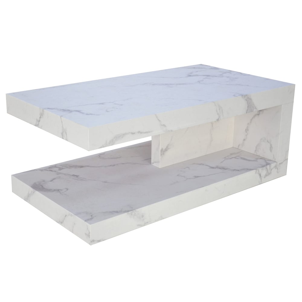 Marina Wooden Rectangular Coffee Table In White Marble Effect