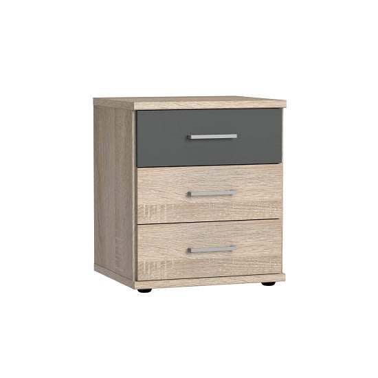 Marino Wooden Bedside Cabinet In White And Planked Oak Effect ...