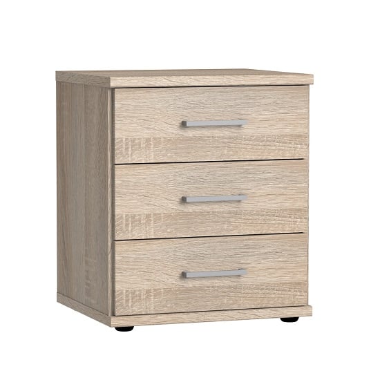 Marino Wooden Bedside Cabinet In Oak Effect With 3 Drawers