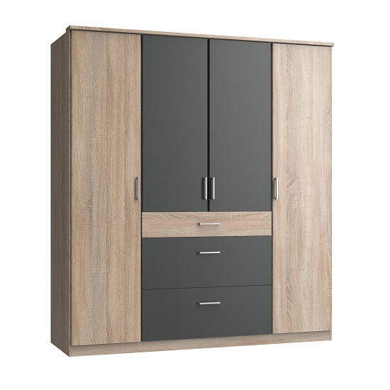 Read more about Marino wooden wardrobe large in oak effect and graphite