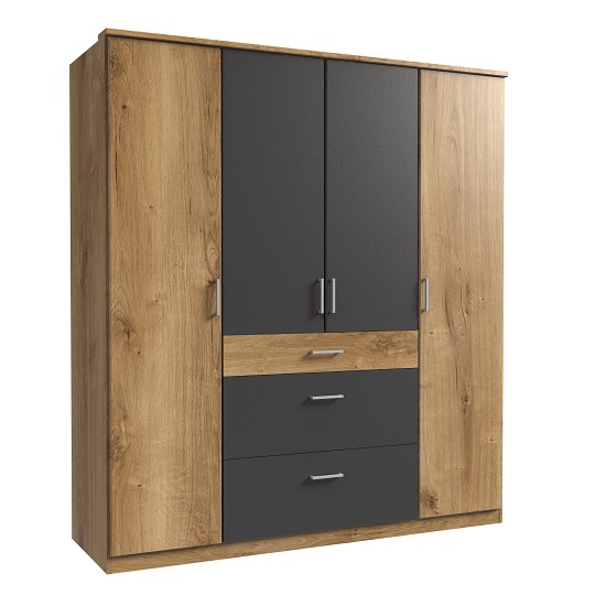 Read more about Marino wooden wardrobe large in planked oak effect and graphite