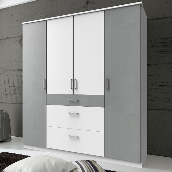 Read more about Marino wooden wardrobe large in white and light grey