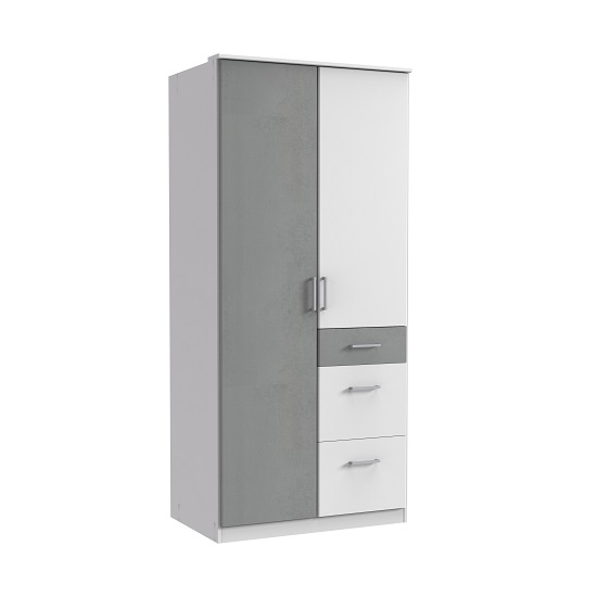 Read more about Marino wooden wardrobe in white and light grey with 2 doors