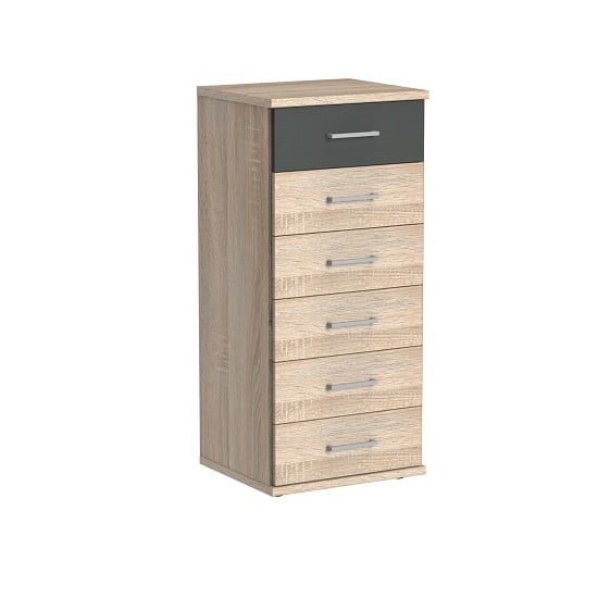 Marino Chest Of Drawers Tall In Oak Effect And Graphite